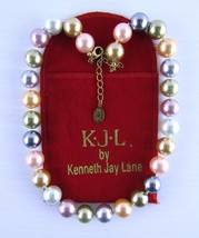 Kenneth Jay Lane, 2009 Inaugural Faux Pearl Necklace Pastel Colored 18 Inch - $37.92