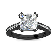 3.20Ct Princess Cut &amp; Diamond Wedding Engagement Ring 14K Solid Black Gold - £1,758.25 GBP