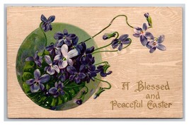 Blessed Peaceful Easter Violet Flowers Unused Embossed DB Postcard H29 - $4.49