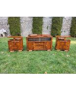 Art deco nightstands and cabinet, antique walnut wood handmade bedroom cabinet a - $2,600.00
