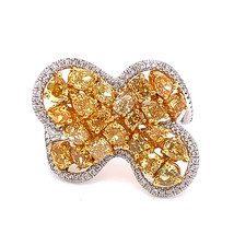4.12ct Natural Fancy Yellow Color Diamonds Engagement Ring 18K Solid Gold - £11,479.27 GBP