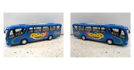 Blue 7&quot; Coach Tour Travel Diecast Model Toy Bus Pull Action  - £18.37 GBP