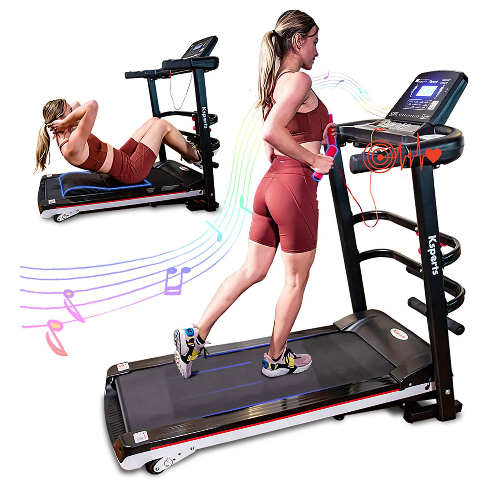 16 Inch Wide Foldable Home Treadmill W/Bluetooth & Fitness Tracking App