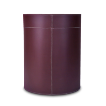 Shwaan Cylindrica lLeather Round Trash Can, Harness Leather Office Bin S... - £123.27 GBP