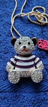 New Betsey Johnson Necklace Bear White Black Rinestone Collectible Decorative - £11.96 GBP