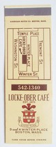 Locke-Ober Cafe - Boston, Massachusetts Restaurant 20 Strike Matchbook Cover Map - £1.39 GBP