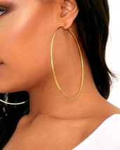 Gold Hoop Earrings Large 9cm 9k Gold Plated Hooped Sleeper Gold Jewellery Ladies - £4.75 GBP