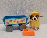 Vintage 1995 Littlest Pet Shop LPS Let It Pour Pup Dog With Wagon &amp; Rain... - $29.60