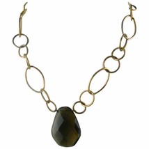 Vintage Chico&#39;s Signed Necklace Dark Brown Faceted Statement Pendant 14&quot; 16&quot; - £11.86 GBP