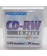 PRECISION CD-RW 10 Pack New 650 MB 74 Minutes In Protective Sleeve - £3.02 GBP