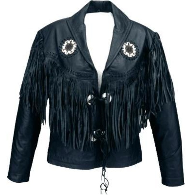 Handmade Black Leather Jacket, Men Fringe Jacket,Men Western wear Cow Boy Jacket