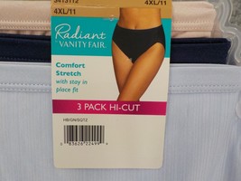 Radiant By Vanity Fair 3 Pk HI-CUT Panties Sz 4XL 11 Stretch Blue Black Nude Nwt - £10.40 GBP