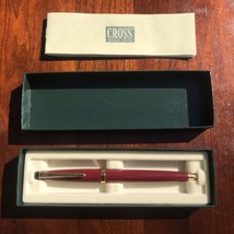 Vintage Cross Solo Burgundy &amp; Gold Ball Point Pen With Box - £27.20 GBP