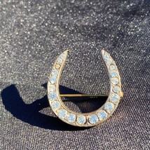 Clear Crystal Embellished Metal Horseshoe Brooch / Pin - £23.22 GBP