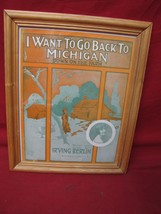 Framed 1914 Vintage Sheet Music Irving Berlin I Want To Go Back To Michigan - £23.35 GBP