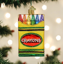 Old World Christmas Box Of Crayons Glass Christmas Ornament 32458 - £14.79 GBP