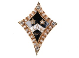 1946 14k gold diamond/seed pearl  Kappa Alpha Theta sorority pin - £469.77 GBP