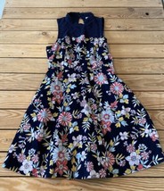 Moulinette Soeurs Women’s Halter Sleeveless floral dress size 6 Navy C11 - £30.93 GBP