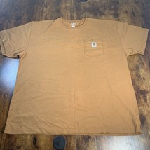 Carhartt Shirt T-Shirt Mens Short Sleeve Chest Pocket BROWN Mens 2XL READ - $14.84