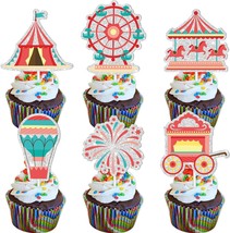 18pcs Red Glitter Fireworks Dessert Cupcake Topper Clown Air Balloon Cir... - £18.41 GBP