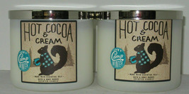 Bath &amp; Body Works 3-wick Scented Candle Lot Set of 2 HOT COCOA &amp; CREAM - £46.94 GBP