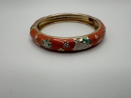 Orange Enamel Cat Bangle Bracelet 2&quot; Inner Diameter by Cheng Xin BrB3 - $11.09