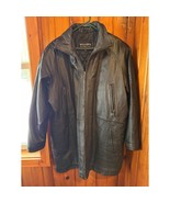 Wilsons Black Leather Long Coat Classic Zip-Up Winter Jacket Multiple Po... - $1,330.48 MXN