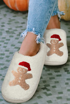 White Christmas Gingerbread Man Plush Home Slippers - $183.90 MXN