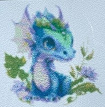 Baby Dragon Stamped Cross Stitch Blue Pink Purple 5.5&quot; x 5.5&quot; So Cute - £15.15 GBP