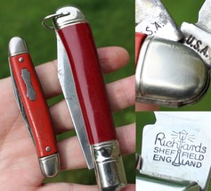 vintage pocket knife lot x2 Richards Shefield England fishing double 196... - £42.23 GBP
