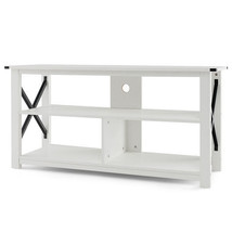 3 Tier Wood TV Stand for 55-Inch with Open Shelves and X-Shaped Frame-Wh... - $3,249.81 MXN