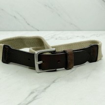 Old Navy Brown Stretch Belt Genuine Italian Leather Trim Size Small Made in USA - £13.19 GBP
