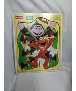 Vintage Playskool 1994 Wooden Puzzle Sesame Street The Count &amp; Elmo, 676-04 - $9.70