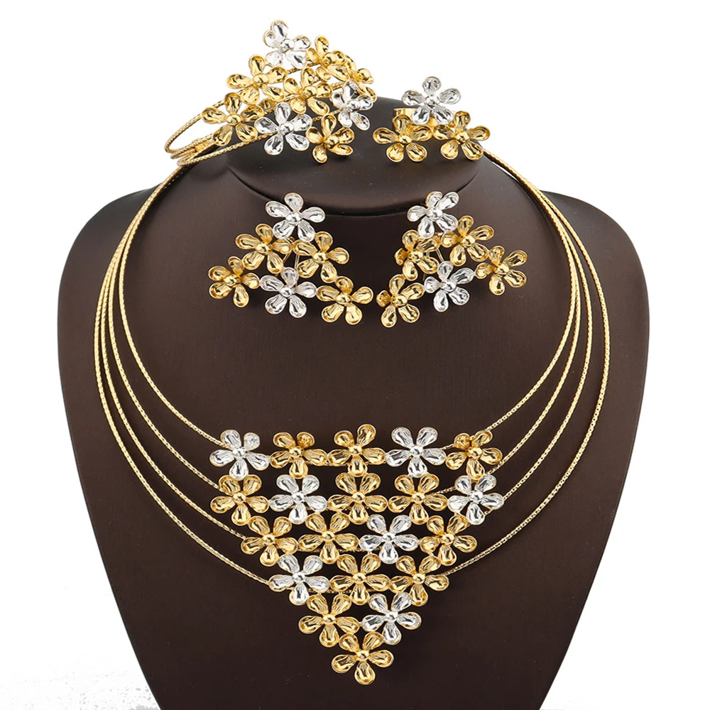 Fashion Jewelry Set For Women 18K Gold Color African Woman Wedding Jewelry Set B - £44.19 GBP