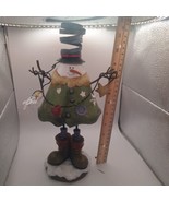 HANDPAINTED METAL SNOWMAN FIGURINE w/3d CUTOUT DESIGN &amp; VOTIVE CANDLE In... - $30.87 CAD