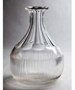 Round Glass Ribbed Decanter w &quot;S&quot; Monogram Paneled Neck 7&quot; Tall - $15.00