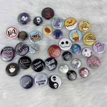 Pin Back Buttons Lot of 34 Pop Culture Humor Horror 1 Inch And 1.5 Inch  - £23.40 GBP