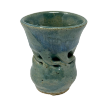 Artisan Made Pottery Toothpick Holder/Mini Vase Turquoise - $173.21 MXN