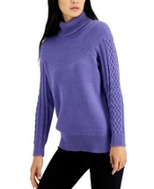 Alfani Cable-Knit Turtleneck Sweater Corsican Blue XS - £27.13 GBP