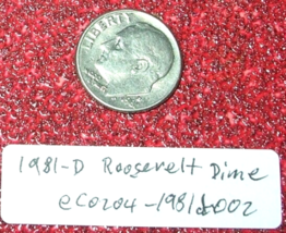 1981 D Roosevelt Dime Filled &#39;D&#39; and Lettering Errors; Rare Old Coin Money - £13.23 GBP