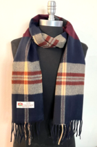 Men Womens 100% Cashmere Scarf Wrap Made in England Plaid Navy/Wine/Came... - $9.49