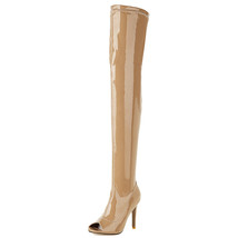 Sexy Stiletto High Heels Peep Toe Over The Knee Boots Women Stretch Thigh High B - £77.14 GBP