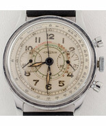 Lemania Edelstahl 15TL Chronograph Uhr Tachymeter 1940s Leder Band - $237,642.67 MXN