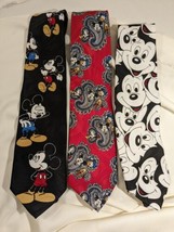 Disney Mickey Classic Neckties Lot 3 Paisley Goofy Donald Duck Black White  - $27.23