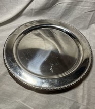 Silver Colored Serving Platter with Fancy Rim Non-Ferris Metal ~13 1/2&quot; ... - £7.27 GBP