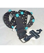 Steve Madden Women Woven Fabric Belt  with Faux Turquoise studs Size S NWT - $19.31
