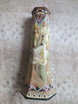 Nippon Vase Hand Painted White Floral Green Foliage Bead Paint Accented 12” Tall - £97.11 GBP