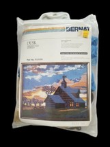 Vintage Bernat Dusk Country Log House Quickstitch 1979 Kit TO2009 17x20, Yarn  - $44.55