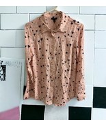 Talbots Shirt Blouse Womens Size S Pink Blue White Hearts Button Down Ra... - $37.52 CAD