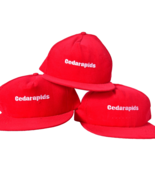 Lot of 3 Cedarapids Snap Back Baseball Cap Made in the USA Red Corduroy - €24,28 EUR